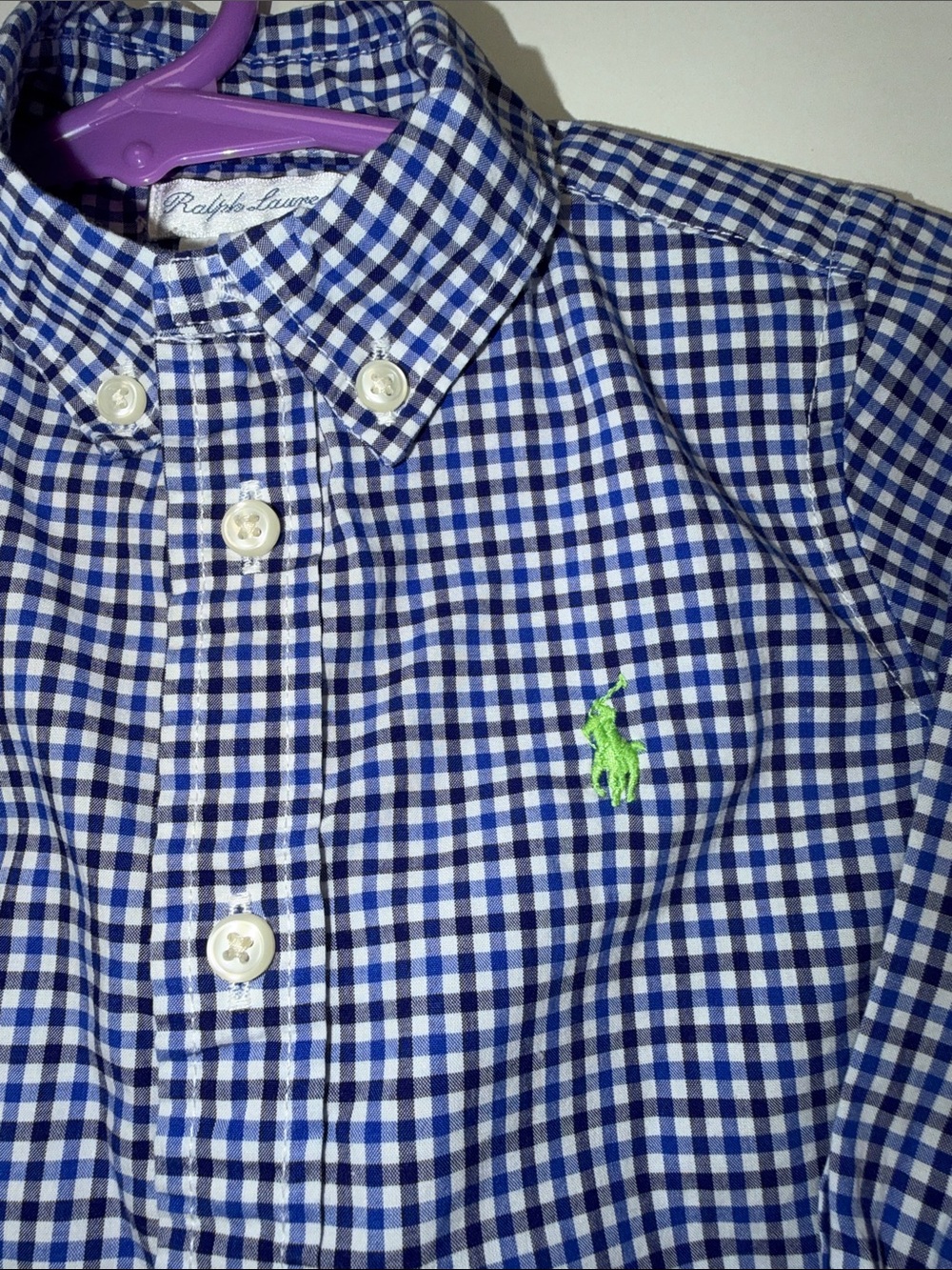 Ralph Lauren Blue & White Gingham Button-Down Shirt